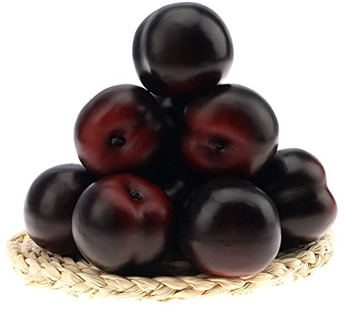 Gresorth 8pcs Artificial Realistic Brin Plum Fake Fruit Home Party Decoration Photography Props Model Simulation Lifelike Black Ornament