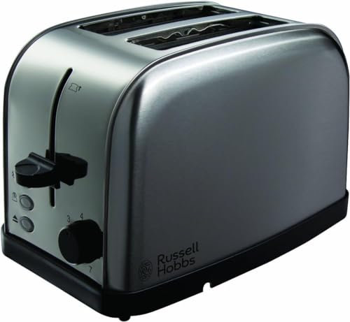 Russell Hobbs 2 Slice Toaster with Brushed Sides (Independent Slots, High Lift, 7 Browning Levels, Frozen/Cancel/Reheat, Red Indicator Lights, Removable Crumb Tray, 1500W, Stainless Steel) 18780