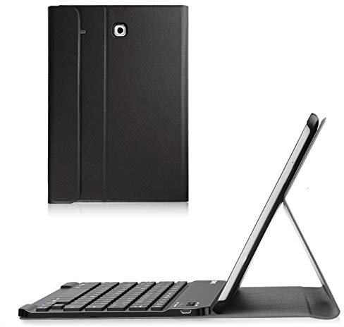 Fintie Bluetooth Tastatur Hülle kompatibel mit Samsung Galaxy Tab E 9.6 T560N / T561N Tablet-PC - Ultradünn Schutzhülle mit magnetisch abnehmbar drahtloser Bluetooth Tastatur, Schwarz