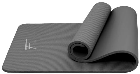 Fitem Tapis de Sol Gris Ultra-Epais en Mousse Confort Haute Densité NBR - 183 x 60 x 1,5 cm - pour Gym,Yoga, Sport, Gymnastique, Fitness, Pilates, Musculation - Sangle de Transport Incluse