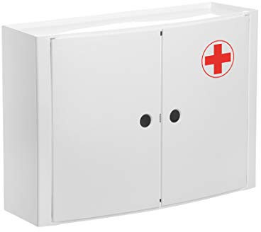 Tatay Horizontaler Badezimmerschrank mit 2 Kunststoff- und Polypropylen-Türen, weiß. Maße 46X15.5X32 Cm