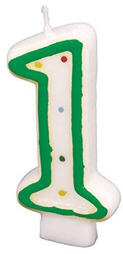 Amscan - 550281 - Kerze Nummer 1 Dois, zufälliges Modell, es gibt mehrere Farben