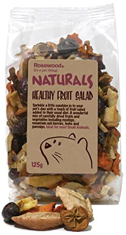 Rosewood Naturals Healthy Fruit Salad, Small Animal Treats for Rabbits, Guinea Pigs, Chinchillas, Hamsters, Gerbils, Mice and Rats, 125g