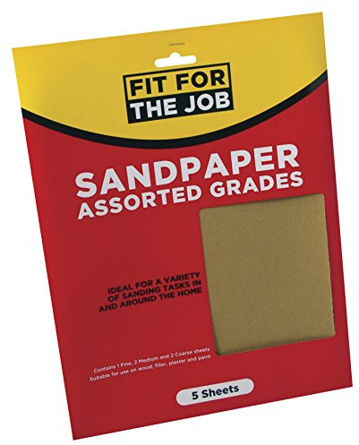 Fit | For The Job 5 Large A4 Size Sheets Sandpaper Assorted Grades for Sanding Wood, Furniture, Metal, Plaster - 11x9 inch