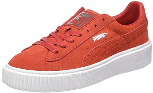 PUMA Damen Suede Platform Sneaker, Barbados Cherry-Cherry-White