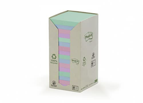 Post-it 654-1RPT Haftnotiz Recycling Pastell Rainbow Notes Tower
