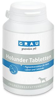 GRAU - das Original - Holunder Tabletten, für die Pigmentierung unbehaarter Haut, 1er Pack (1 x 200 Stück), Ergänzungsfuttermittel für Hunde