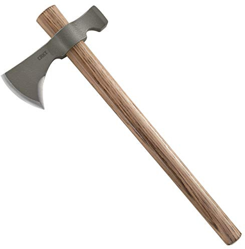 CRKT Woods Chogan T-Hawk Outdoor Survival Tomahawk: 1055 Carbon Steel Plain Edge Blade, Tennessee Hickory Handle, 2730