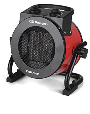 Orbegozo FHR 2050, Calefactor eléctrico, cerámico profesional, 2000 W, 2 potencias de calor, control ajustable de temperatura, protección contra sobrecalentamiento, posición ventilador, color rojo
