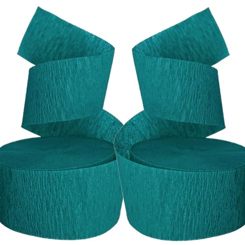 TEAL Crepe Paper Streamers, 2 ROLLS, 145 FT TOTAL, MADE IN USA!