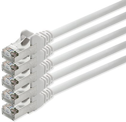 1aTTack Câble réseau patch CAT5 UTP avec 2x connecteurs RJ45 blanc 5 pièces - 10m