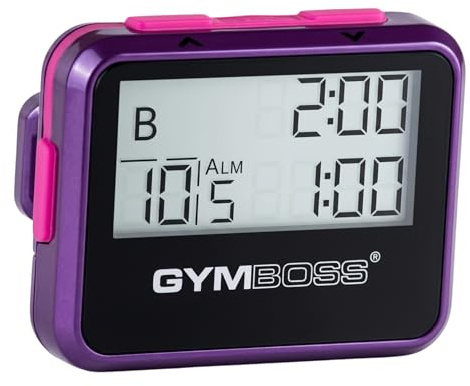 Gymboss Timer a intervalli programmabili e Cronometro – Colore Viola/Rosa Lucido