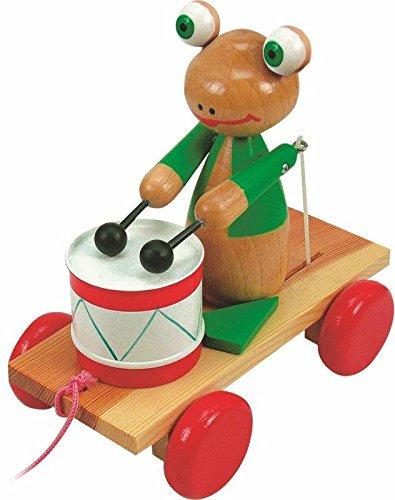 WOODY Nachziehspielzeug - Frosch mit Trommel