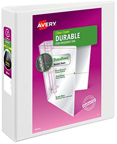 Avery® Durable View 3 Ring Binder, 2 EZD® Rings, 1 White Binder