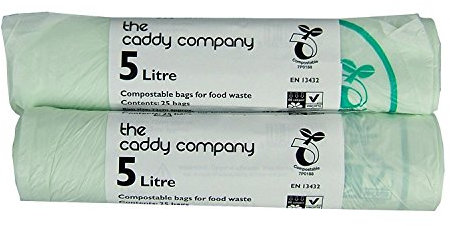 The Caddy Company Compostable Bin Liners Green 5 Litre, 50 Bags