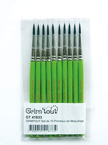 GRIM'TOUT Lot de 10 Pinceaux de Maquillage, Vert