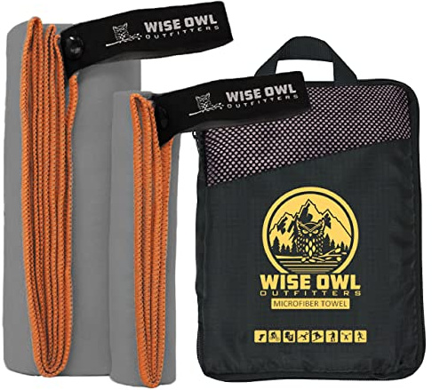 Camping Towel by Wise Owl Outfitters - Ultra Soft Compact Quick Dry Microfiber - Great for Fitness, Hiking, Yoga, Travel, Sports, Backpacking & The Gym - Free Bonus Hand Towel 30x60 GY