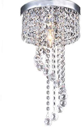 Jorunhe Modern LED Ceiling Light Pendant Fixture Crystal Chandelier, 20cm x 34cm, Transparent, Indoor, Living Room, Kitchen, Balcony, Hotels, Courtyard, Stairway, Restaurant