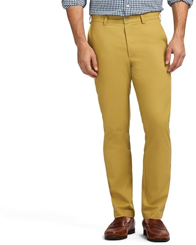 IZOD Men's American Chino Flat-Front Straight-Fit Pants, Khaki, 32W x 30L