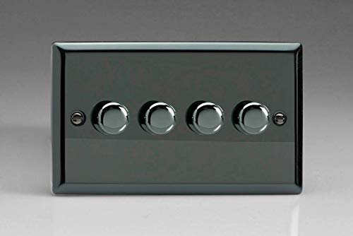 Varilight Iridium Black, LED Dimmer Switch - V-Pro Series, 4 Gang (Double), 1 or 2 Way, 250 Watt (Trailing Edge)