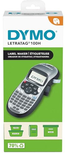 DYMO Label Maker, LetraTag 100H Silver Handheld Label Maker & LT Label Tapes, Easy-to-Use, Great for Home & Office Organization, Color Output