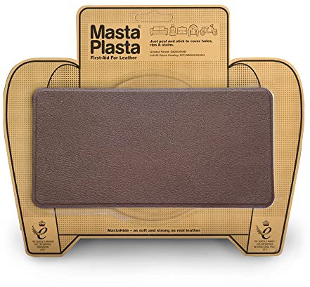 MastaPlasta Self-Adhesive Premium Leather Repair Patch - Mid-Brown 20cm x 10cm (8in x 4in). Your All-In-One Instant Upholstery-Quality Leather Repair Kit for Sofas, Car Interiors, Bags & DIY