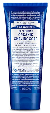 Dr. Bronner's - Organic Shaving Soap (Peppermint, 7 Ounce) - Certified Organic, Sugar and Shikakai Powder, Soothes and Moisturizes for Close Comfortable Shave, Use on Face, Underarms and Legs