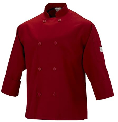 Mercer Culinary M60010RD1X Millennia Men's Cook Jacket with Traditional Buttons, X-Large, Red