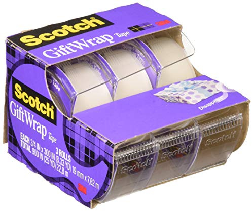 Scotch Gift Wrap Tape 0.75 x 300, 3 Pack
