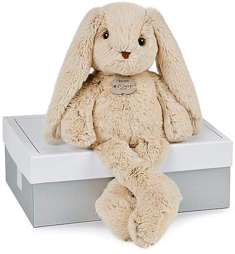 Histoire d'Ours - Peluche Lapin Beige - Copains Calins - Boîte Cadeau - Taille 40 Cm - Douce et Mignonne - Doudou Idée Cadeau de Naissance, Noël ou Anniversaire pour Fille et Garçon - HO2431