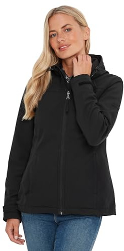 TOG24 Keld Lightweight Long Womens Softshell Jacket, Windproof, Showerproof Zip Up Outdoor Jacket with Hood, Fleece Lined For Warmth, Ideal for hiking, walking and everyday use