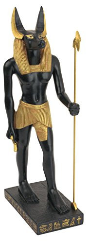 Design Toscano Anubis Jackal God of the Egyptian Realm Figurine Statue, 21.5 cm, Polyresin, Black and Gold