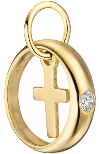Jobo Kinder-Taufring mit Kreuz aus 8 Karat 333 Gold mit Zirkonia 11 mm