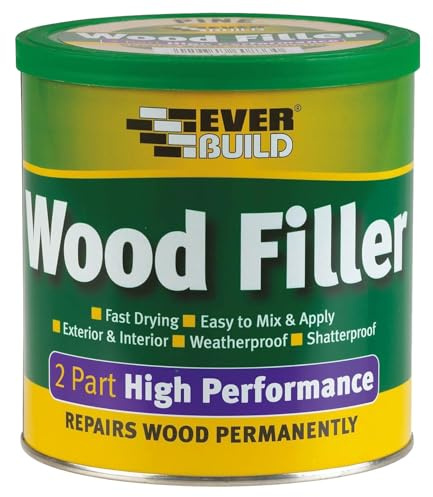 Everbuild 2-Part High Performance Wood Filler – Fast Drying – Weatherproof – Easy to Mix and Apply – Light Stainable – 1.4kg