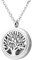 Zysta Schmuck Herren Damen 316L Edelstah Rund Hohl Floating Charms Medaillon Locket Anhänger mit Halskette Unisex Kette(Baum des Lebens)