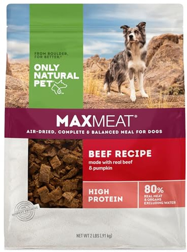 Only Natural Pet MaxMeat Holistic Air Dried Dry Dog Food - All Natural, High Protein, Grain Free - Made with Real Meat - Beef with Pumpkin & Parsley 2 lb