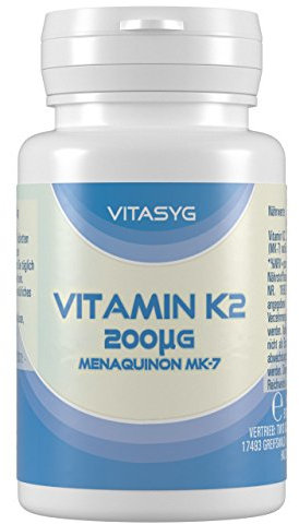 Vitasyg Vitamin K2 - Menaquinon MK7 200µg - hochdosierte 365 vegane Tabletten - Jahrespackung - Menachinon - Vitamin K