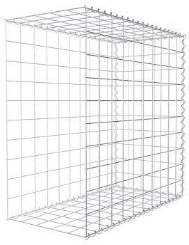 GABIONA Cesta de piedra de gavión rectangular, malla de 10 x 10 cm, profundidad de 50 cm, cesta de cultivo tipo 2, cierre de espiral, galvanizado (100 x 100 x 50 cm)