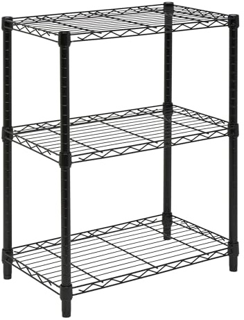 Honey-Can-Do 3-Tier Heavy Duty Adjustable Shelves, Metal Storage Rack With 250-lb Shelf Capacity, Black, 14 W x 24 L x 30 H