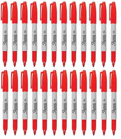 Sharpie Permanent Markers | Fine Point | Red Ink | Pack of 24