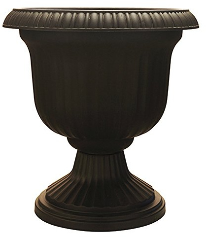 Southern Patio Large 14 Inch Outdoor Home Lightweight Resin Utopian Urn Flower Planter Pot for Entryways and Backyard Patios, Black