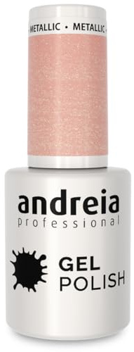 Andreia Semi-Permanent Nail Gel Polish for UV/LED Lamp - Intense Shine and 4 weeks Lasting Manicure Nail Gel Varnish - Colour 272 Nude Shimmer - Soft Metallic Shades 10.5 ml