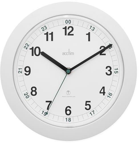 Acctim Milan Wall Clock Radio Controlled 12/24 Hour Dial 25cm White 93/723RC
