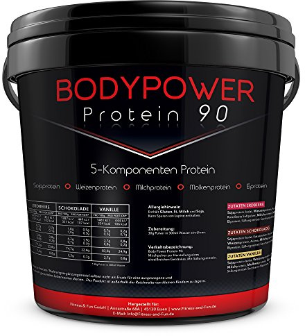 Body Power Protein 90 5kg Eimer 5K Mehrkomponenten Eiweiß Pulver 5000g (5000g, Schokolade)