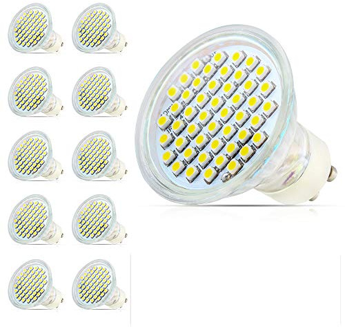 Mengjay® LED-glödlampor, 10 delar GU10, AC 220-240 V, 2,5 W, 2835 SMD 48, LED energisparlampor, varmt vitt ljus