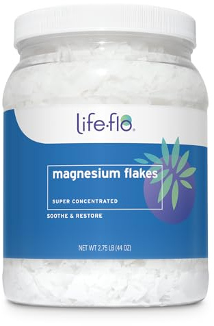 LIFE-FLO Magnesium Bath Flakes - Unscented Magnesium Flakes with Ancient Trace Minerals from the Zechstein Seabed - Epsom Salt Bath Soak Alternative or Relaxing Foot Soak - 60-Day Guarantee - 44oz