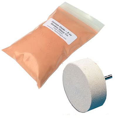 Gordon Glass™ Cerium Oxide High Grade Polishing Powder - 8 Oz and 3 Felt Polishing Wheel Kit