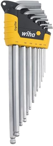 Wiha 66988 ErgoStar Ball End Hex L-Key Set, 13 Piece, Inch, Patented Auto-Open Holder, Chrome-V-Moly Steel