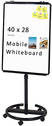 VIZ-PRO ECO Magnetic Mobile Whiteboard/Flipchart Easel, Black, 28 X 40 Inches