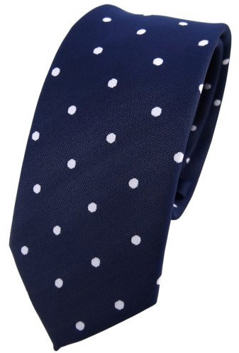 TigerTie - schmale Designer Krawatte in blau dunkelblau royal weiß gepunktet